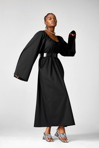 Aurora Dress | Black Poplin