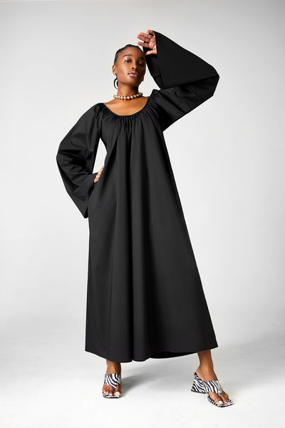 Aurora Dress | Black Poplin
