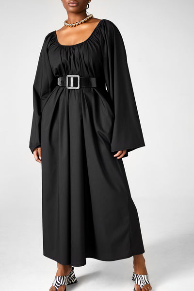 Aurora Dress | Black Poplin