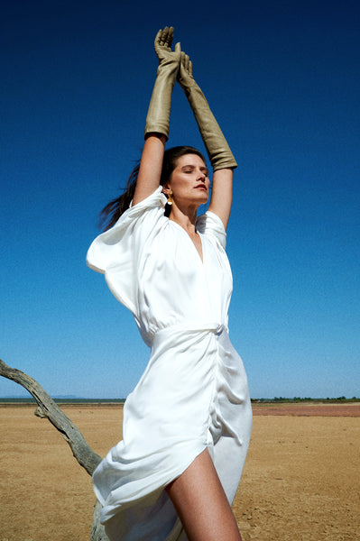 Gold Bottom Quest Dress in Off-White 1